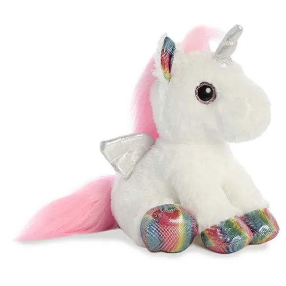 Astra the Stuffed White Unicorn with Rainbow Hooves by Aurora