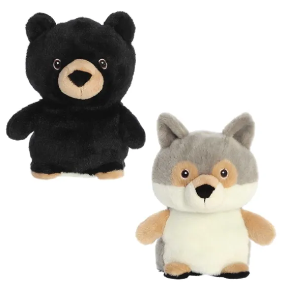 Eco Nation Black Bear and Wolf Reversible Stuffed Animal by Aurora