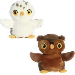 Eco Nation Snowy Owl and Barn Owl Reversible Stuffed Animal by Aurora