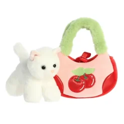 Fancy Pals Plush White Kitty with Cherry Bag by Aurora