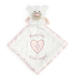 Guardian Angel Baby Safe Plush Pink Bear Blankie by Demdaco