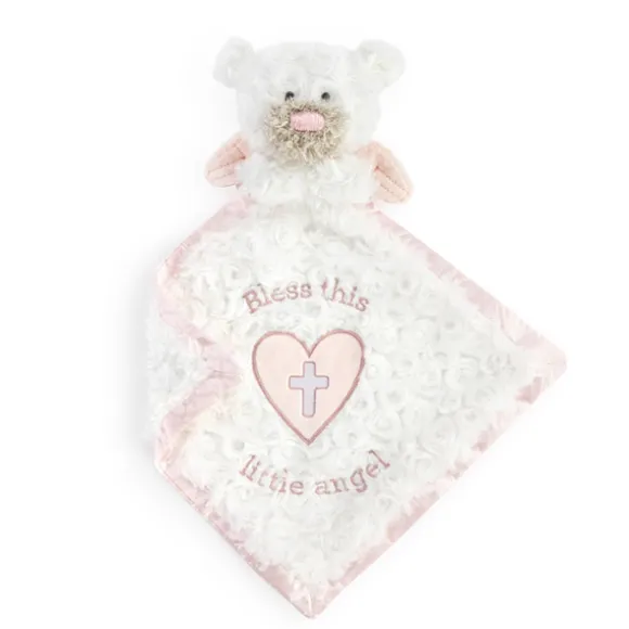 Guardian Angel Baby Safe Plush Pink Bear Blankie by Demdaco