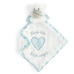 Guardian Angel Baby Safe Plush Blue Bear Blankie by Demdaco