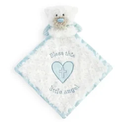Guardian Angel Baby Safe Plush Blue Bear Blankie by Demdaco