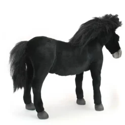 Handcrafted 18 Inch Lifelike Black Horse Stuffed Animal by Hansa