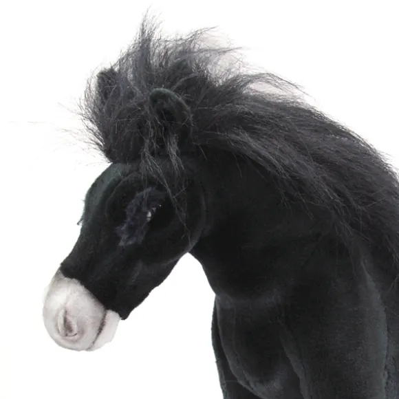Handcrafted 18 Inch Lifelike Black Horse Stuffed Animal by Hansa