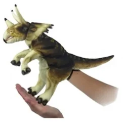 Handcrafted 17 Inch Lifelike Full Body Cream Triceratops Puppet by Hansa