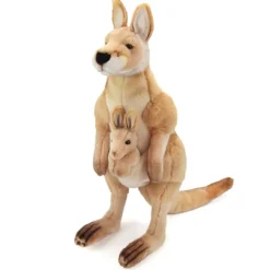 Handcrafted 17 Inch Lifelike Kangaroo and Joey Stuffed Animal by Hansa