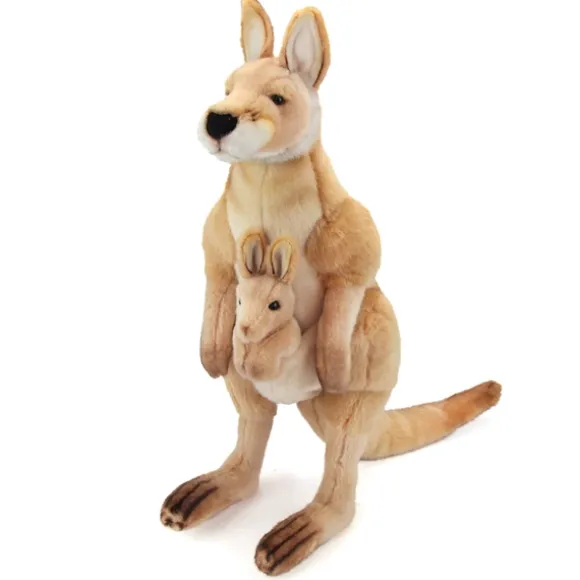 Handcrafted 17 Inch Lifelike Kangaroo and Joey Stuffed Animal by Hansa