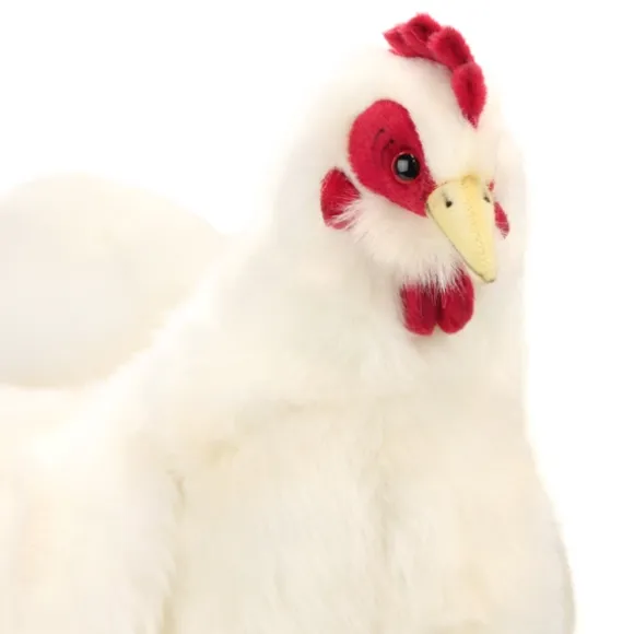 Handcrafted 14 Inch Lifelike White Hen Stuffed Animal by Hansa