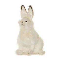 Handcrafted 11 Inch Lifelike White Hare Stuffed Animal by Hansa