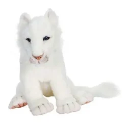 Handcrafted 14 Inch Lifelike White Lion Cub Stuffed Animal by Hansa