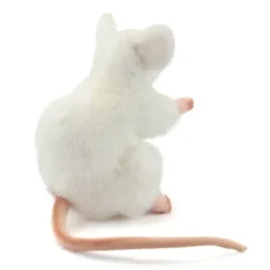 Handcrafted 6 Inch Standing Lifelike Stuffed White Mouse by Hansa