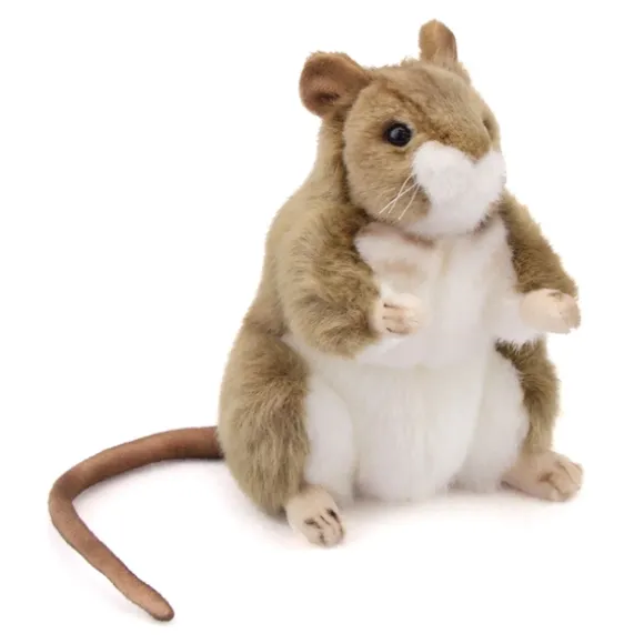 Handcrafted 6 Inch Standing Lifelike Stuffed Brown Mouse by Hansa