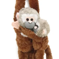Hanging Stuffed Squirrel Monkey with Baby by Wild Republic
