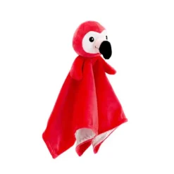 Huggy Huggables Baby Safe Plush Flamingo Blankie with Rattle by Fiesta