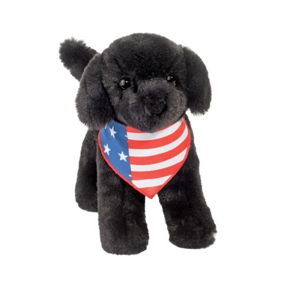 Liberty the 8 Inch Plush Black Lab Dog with Flag Bandana by Douglas
