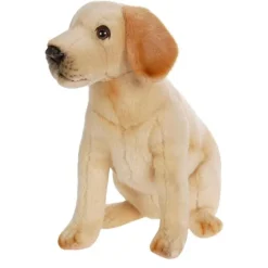 Lifelike Sitting Yellow Lab Puppy Stuffed Animal by Hansa