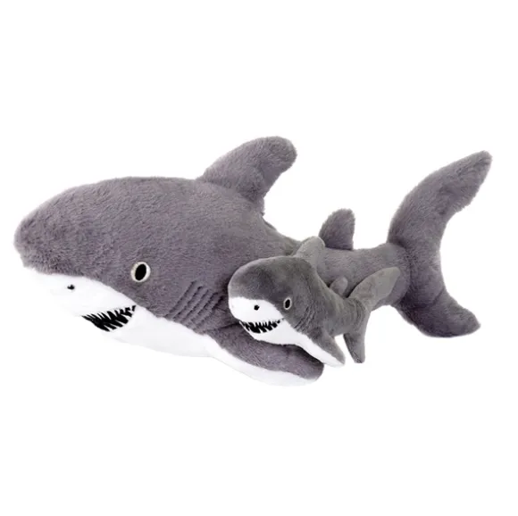 Mom and Baby Eco-Friendly Shark Stuffed Animals by Fiesta