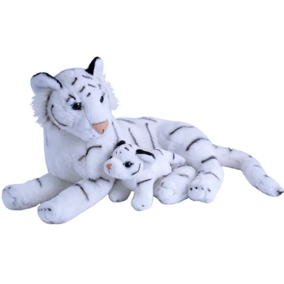 Mom and Baby White Tiger Stuffed Animals by Wild Republic