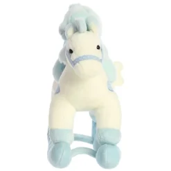 Musical Plush Blue Rocking Horse With Teddy Bear by Ebba