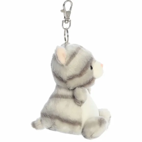 Palm Pals Clip-On 4 Inch Plush Silver Kitty Bag Charm by Aurora