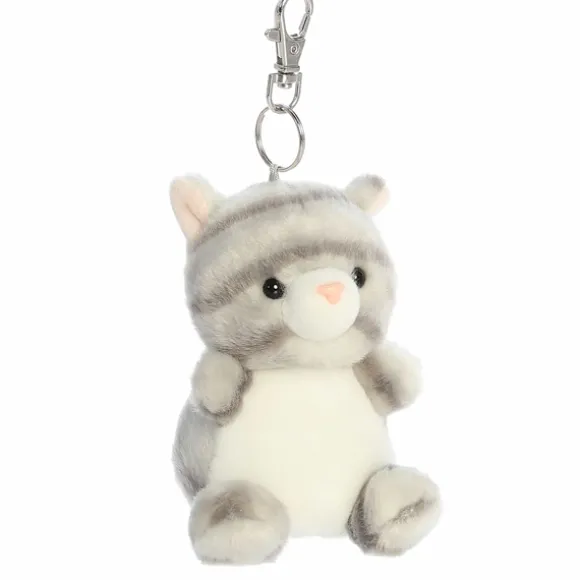 Palm Pals Clip-On 4 Inch Plush Silver Kitty Bag Charm by Aurora