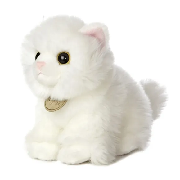 Realistic Stuffed Angora Kitten 7 Inch Plush Cat by Aurora
