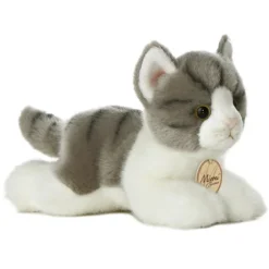 Realistic Stuffed Gray Cat 8 Inch Plush Tabby Cat by Aurora
