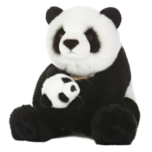 Realistic Stuffed Mother Panda Bear with Cub by Aurora