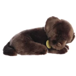 Realistic Stuffed Sleepy Chocolate Lab Pup Miyoni Plush by Aurora