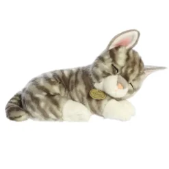 Realistic Stuffed Sleepy Gray Tabby Kitten Miyoni Plush by Aurora