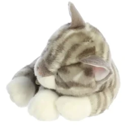 Realistic Stuffed Sleepy Gray Tabby Kitten Miyoni Plush by Aurora