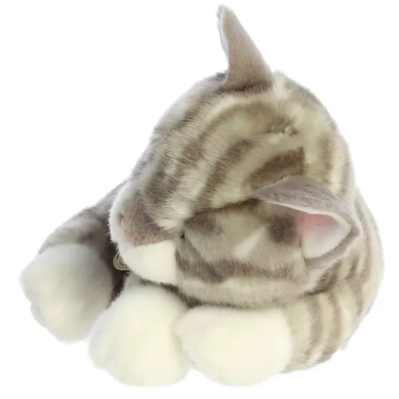 Realistic Stuffed Sleepy Gray Tabby Kitten Miyoni Plush by Aurora