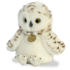 Realistic Stuffed Snowy Owlet 9 Inch Miyoni Plush by Aurora