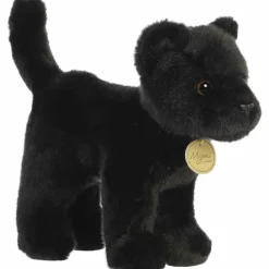 Realistic Stuffed Standing Black Panther Miyoni Wild Cat Plush by Aurora