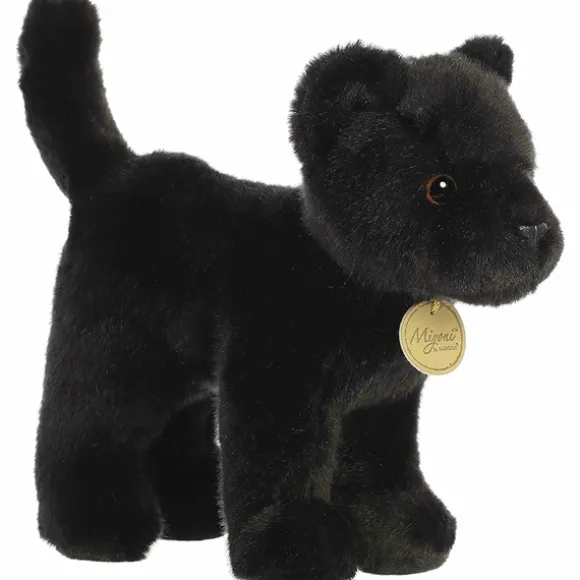 Realistic Stuffed Standing Black Panther Miyoni Wild Cat Plush by Aurora