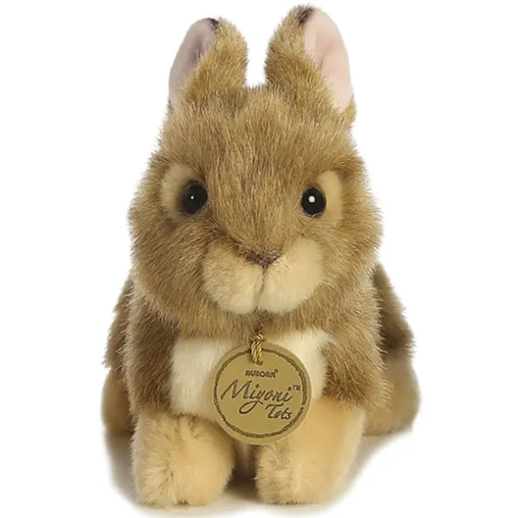 Realistic Stuffed Tan Baby Bunny 7 Inch Miyoni Plush by Aurora