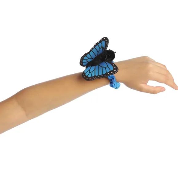 Wrist Fliers Elastic Plush Blue Morpho Butterfly by Aurora