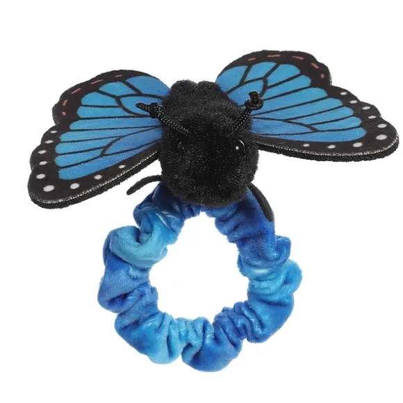 Wrist Fliers Elastic Plush Blue Morpho Butterfly by Aurora